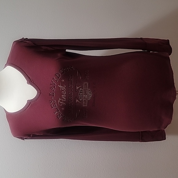 HARLEY DAVIDSON Long Sleeve Thermal Shirt XL Maroon Bikercore Graphic Tee EUC - Picture 1 of 13